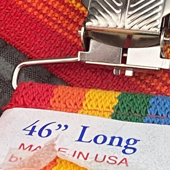 Welch 2" Suspender with Rainbow Striped Webbing 46 inches long Made in USA - Picture 6 of 6